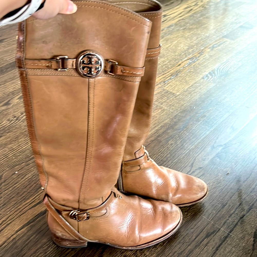 Tory Burch light tan boots. Ok condition but a DEAL